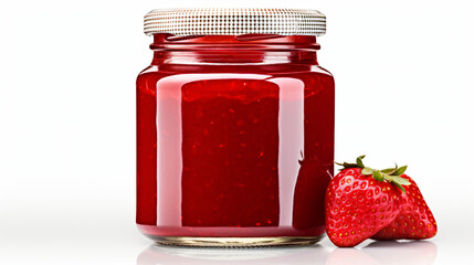 Jar of strawberry jam - obrazy, fototapety, plakaty