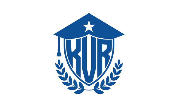 KVR three letter iconic academic logo design vector template. monogram, abstract, school, college, university, graduation cap symbol logo, shield, model, institute, educational, coaching canter, tech	