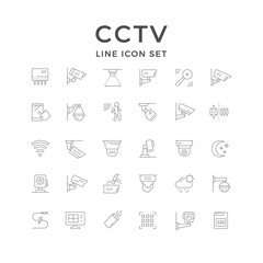 Set line icons of CCTV