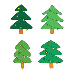 Various colorful christmas tree cartoon for celebration, element, illustration and event