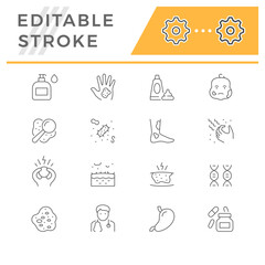 Set line icons of eczema