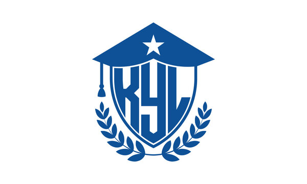 KYL three letter iconic academic logo design vector template. monogram, abstract, school, college, university, graduation cap symbol logo, shield, model, institute, educational, coaching canter, tech	