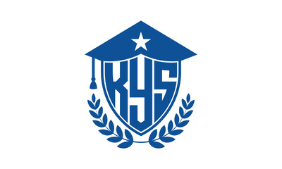 KYS three letter iconic academic logo design vector template. monogram, abstract, school, college, university, graduation cap symbol logo, shield, model, institute, educational, coaching canter, tech	