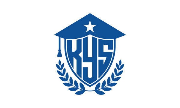 KYS three letter iconic academic logo design vector template. monogram, abstract, school, college, university, graduation cap symbol logo, shield, model, institute, educational, coaching canter, tech	