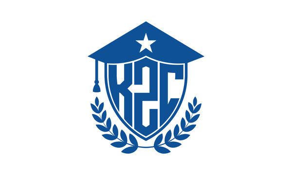 KZC three letter iconic academic logo design vector template. monogram, abstract, school, college, university, graduation cap symbol logo, shield, model, institute, educational, coaching canter, tech	