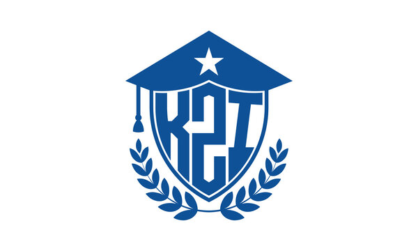 KZI three letter iconic academic logo design vector template. monogram, abstract, school, college, university, graduation cap symbol logo, shield, model, institute, educational, coaching canter, tech	