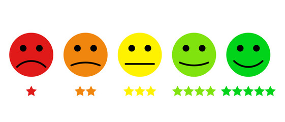 Customer review, feedback, emoticons - obrazy, fototapety, plakaty