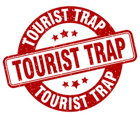 tourist trap stamp. tourist trap label. round grunge sign - obrazy, fototapety, plakaty