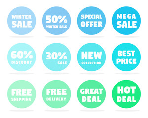 Set of Price tags. Promotional sale badge and retail paper stickers.