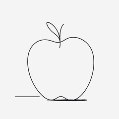 Continuous contour of apple in one line