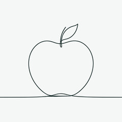 Continuous contour of apple in one line