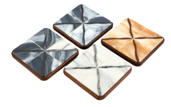 The Beauty of Geometric Patterns on Marble Coasters in different designs