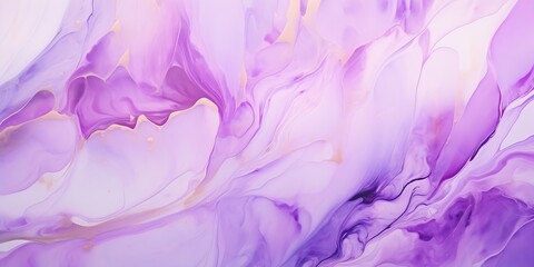 Abstract fluid art background light purple and lilac colors. Liquid marble. Acrylic painting on canvas with violet shiny gradient. Alcohol ink backdrop with pearl wavy pattern. : Generative AI