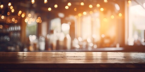 Coffee shop blur background with bokeh image.(vintage tone) : Generative AI