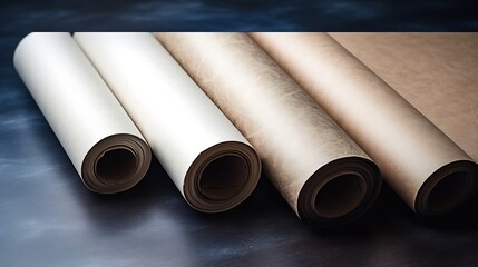 Fototapeta premium Close up of three rolls of wallpaper : Generative AI