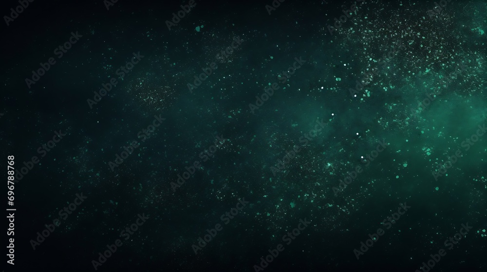 Poster dark green color gradient grainy background, illuminated spot on black, noise texture effect, wide b
