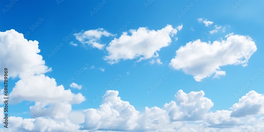 Aufkleber clear blue sky with white clouds in summer time. nature background concept. : generative ai