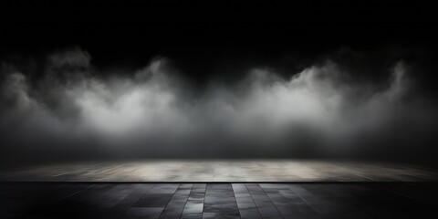 Abstract image of dark room concrete floor. Black room or stage background for product...