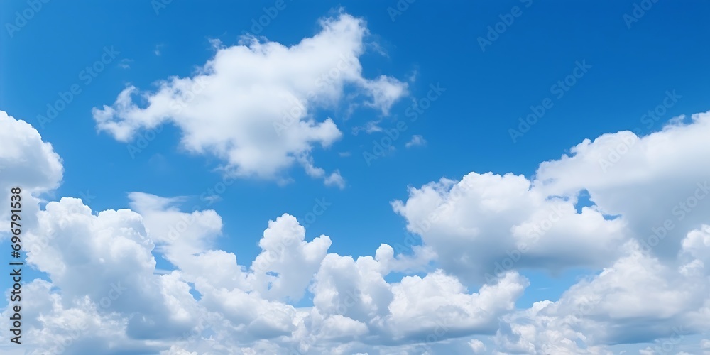 Aufkleber clear blue sky with white clouds in summer time. nature background concept. : generative ai