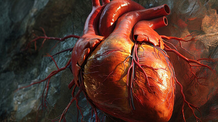 An artistically rendered anatomical illustration of the heart, combining scientific accuracy with creative flair.