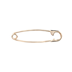 Golden decorative pin on white background, brooch use for ateliers and clothing stores