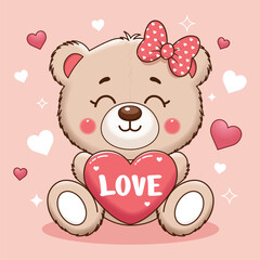 Cute Teddy Bear with Heart