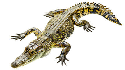Top view on a crocodile isolated on a white background as transparent PNG