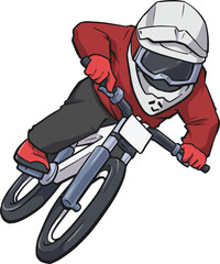 downhill bike rider cartoon vector