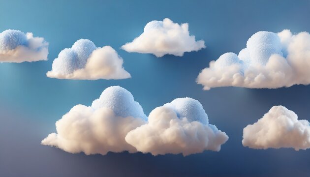 3d render set of abstract fluffy clouds isolated on background cumulus clip art collection