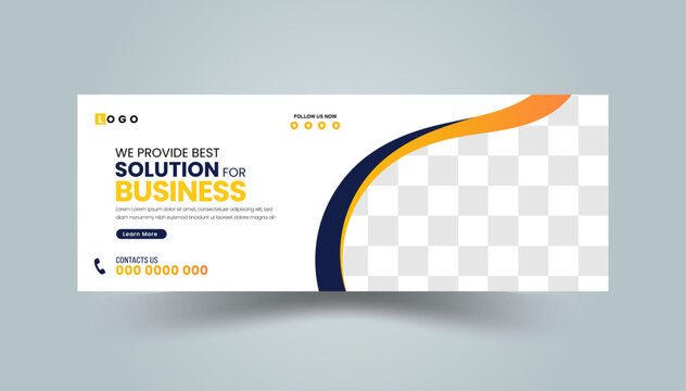 marketing Facebook cover design, business web banner template, social media marketing promotion timeline cover post, business ads with photo placeholder fully editable.