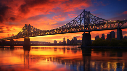 Jacques-Cartier Bridge in Montreal at sunset