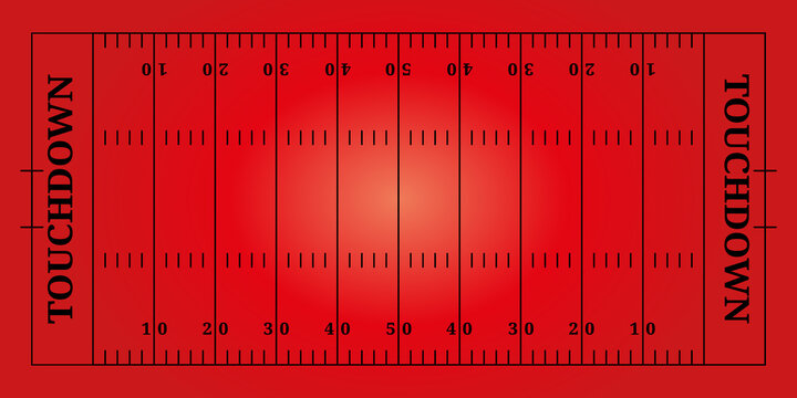 Red American football field, top view