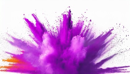 bright purple lilac holi paint color powder festival explosion burst isolated white background...