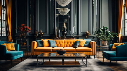 Luxurious and haunting retro colored furniture