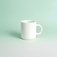 white cup, white mug mockup on a light green tones backdrop