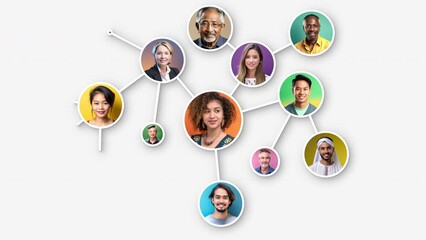 Growing network of diverse people. Social network or business team. All people are fictitious AI generated images. - Powered by Adobe