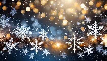 christmas background design of snowflake and bokeh with light effect vector illustration