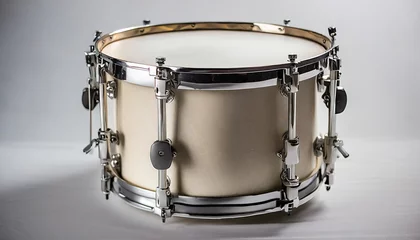 Fotobehang big metal snare drum on white background generative ai © Bryson