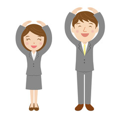 スーツを着た就活生、新入社員、まる、男女、OKサイン