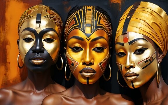 Traditional African masks. Modern abstract African art