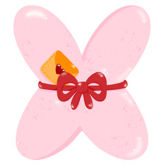 Cute hand drawn alphabet letter X with heart of Valentine day concept PNG 