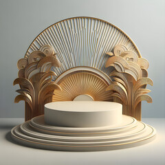 3D podium mockup with a magnificent ornamental background