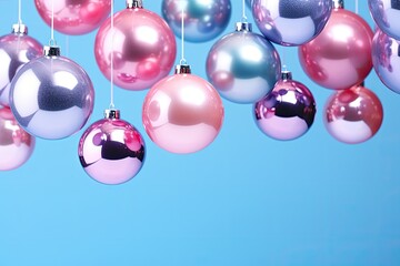 A Pink and Purple Ball Ornament Strung up in the Air