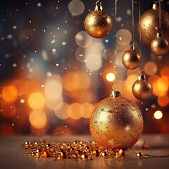 Golden Christmas Decorations - Shiny Christmas Ball and Stars