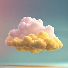 Abstract yellow cloud, isolated on pastel background. sunset, Generative AI