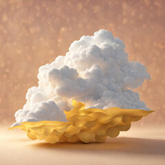 Abstract yellow cloud, isolated on pastel background. sunset, Generative AI