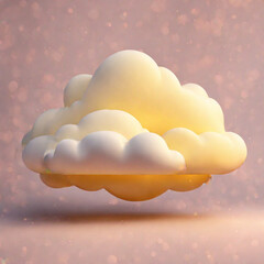 Abstract yellow cloud, isolated on pastel background. sunset, Generative AI