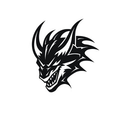 Fototapeta na wymiar Monster dragon head vector illustration, tattoo logo icon design template