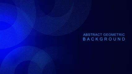 Fotobehang Abstract blue circular geometric lines background. Modern technology concept backdrop. © Alfan Subekti
