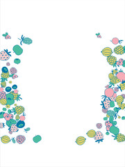 Frame of bright juicy berries. Frame with natural products. Empty space for text. Also can be used as banner, flyer, texture, poster. Hand drawing. Vector background. Illustration